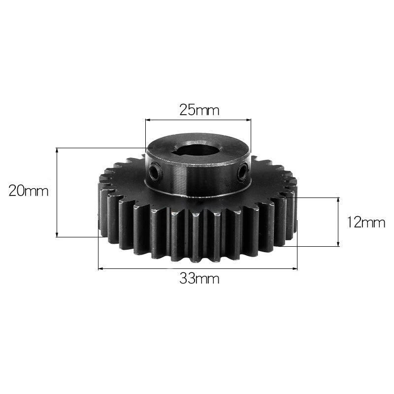 Mod 1.5 Steel Spur Gear 20 Teeth Bore 5mm-15mm Transmission Pinion with Keyslot