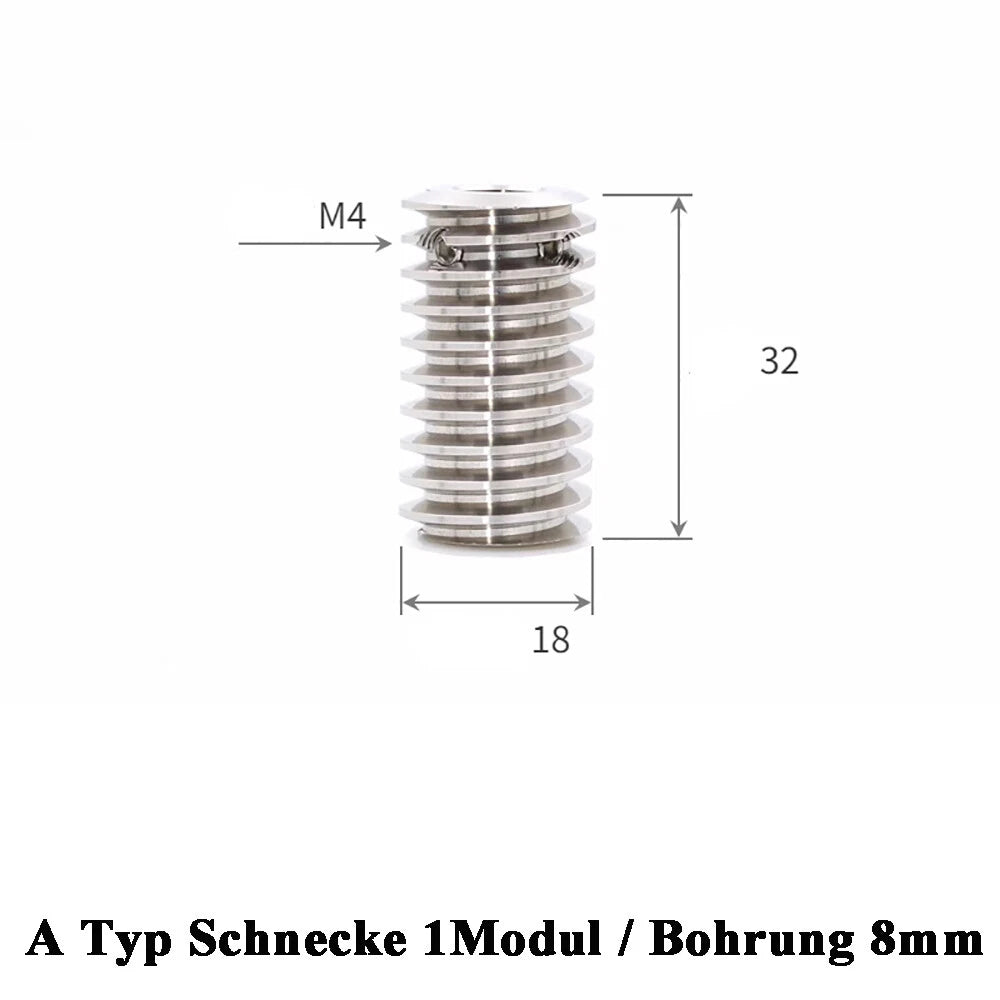 Stainless Steel A2 Module 1 Worm Shaft Worm Gear Wheel 15 to 60 Tooth Precision