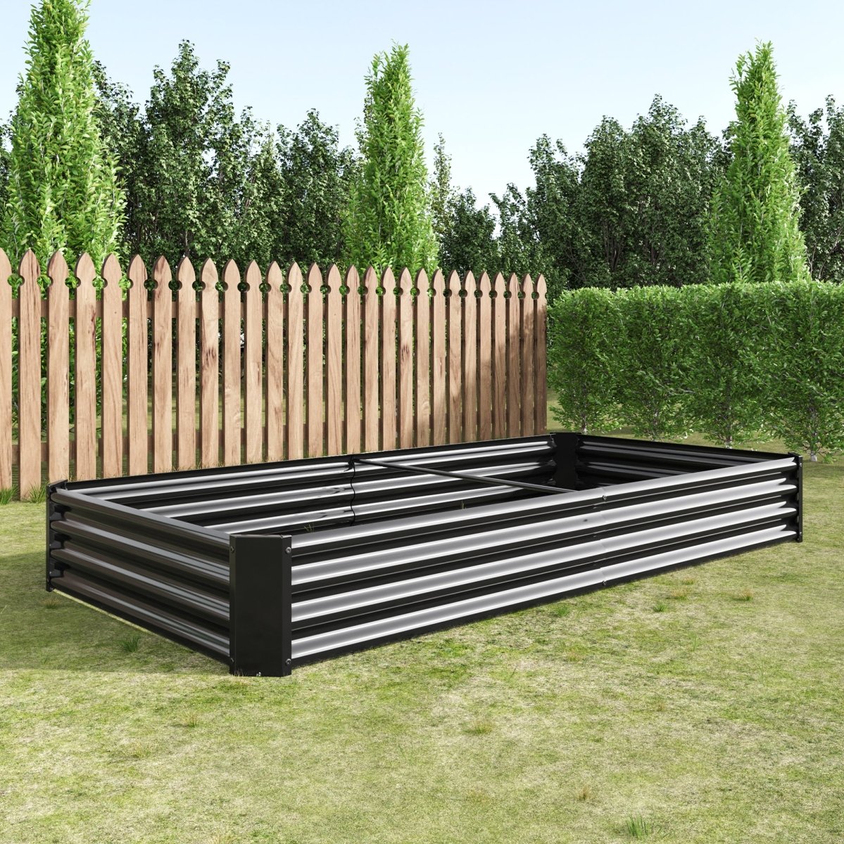 Raised Garden Bed Kit - Metal Raised Bed Garden Flower Planters, Vegetables Herb Black Green Silver - HomeDIYer