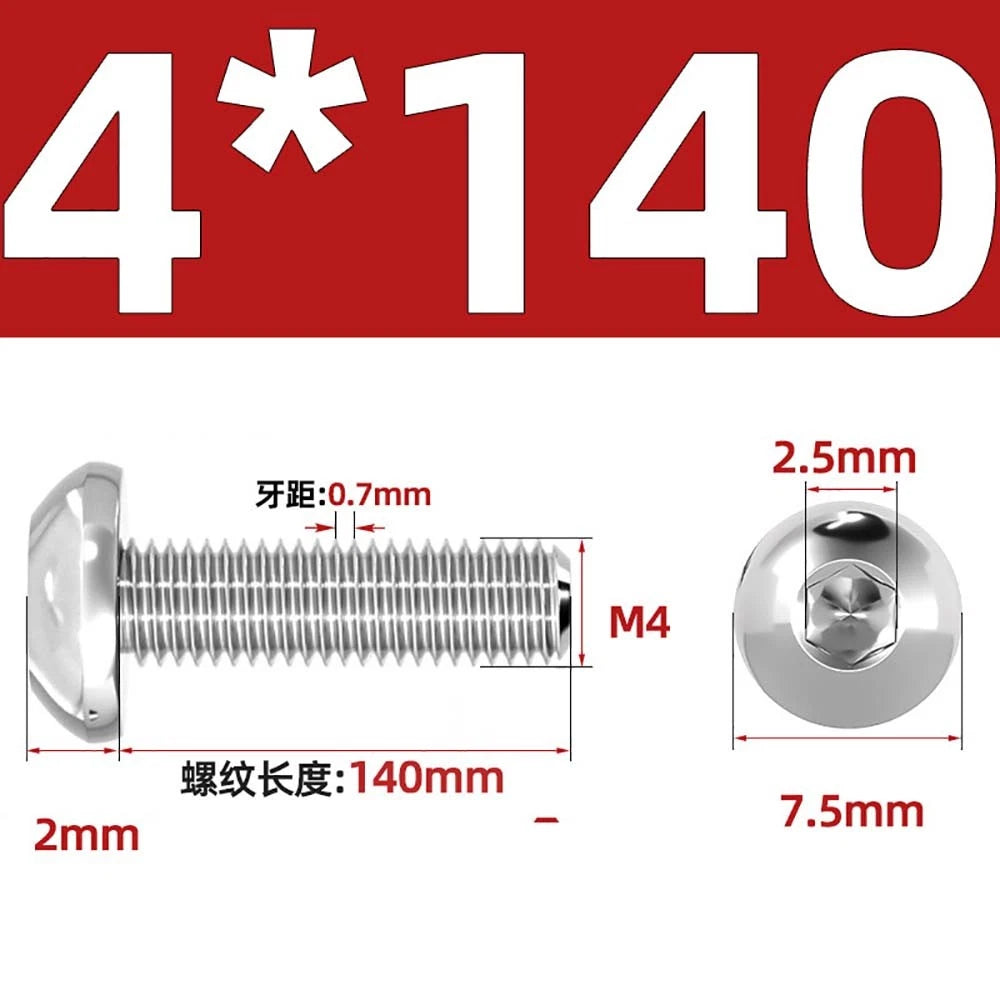M1.6–M5 A2 Stainless Steel Button Head Socket Cap Screws – Round Pan Head, Hex Drive, Fully Threaded