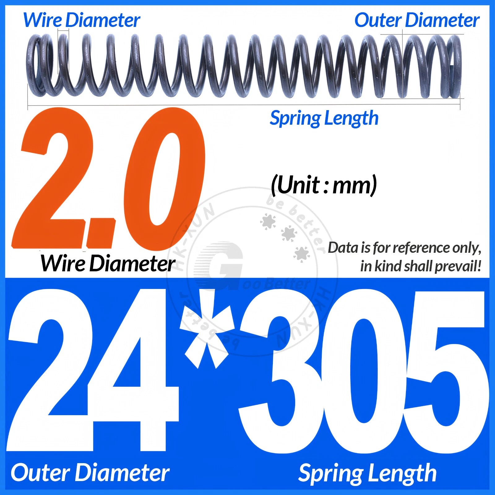Length 305mm Compression Spring Pressure Springs OD 3-60mm Wire Dia 0.3mm-6.0mm