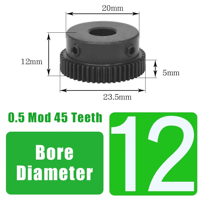 0.5 Mod 45 Teeth Spur Gears Transmission Gear With Step Motor Gears 45# Steel