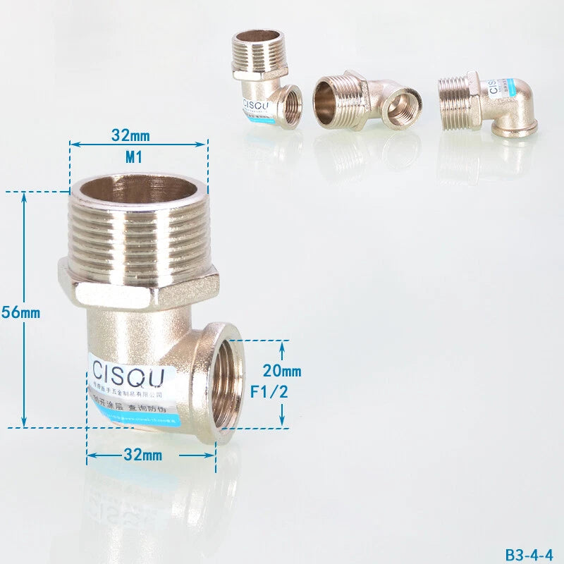 Brass Elbow Pipe Fitting – 1" Internal & External Thread, Plumbing Connector