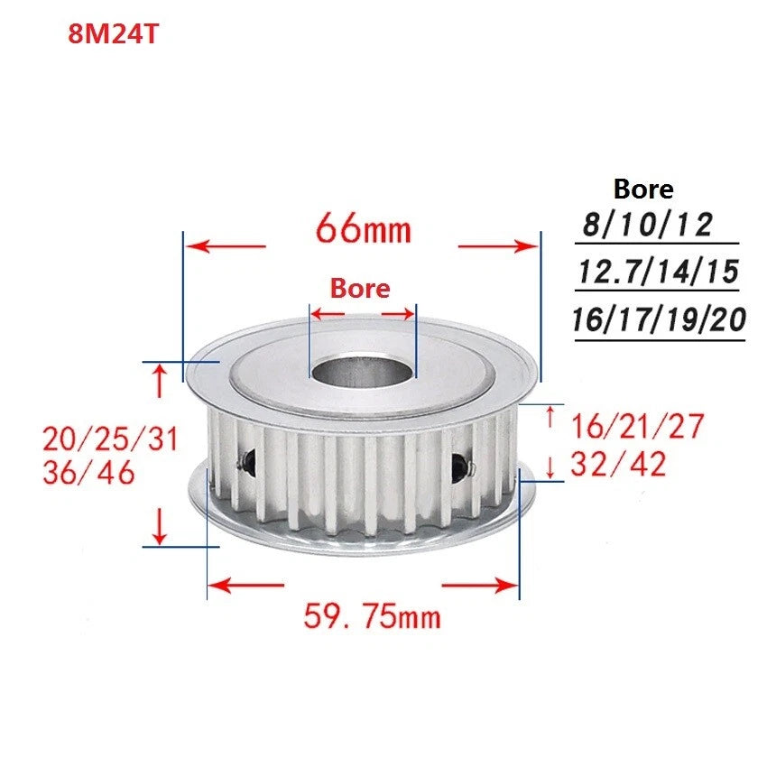 HTD-8M 15-40T Timing Pulley Pitch 8mm Synchronous Wheel Width 16/21/27/32mm