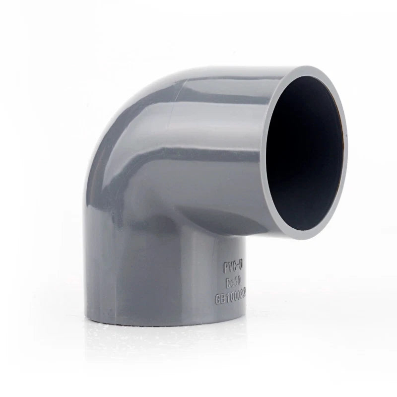 PVC Pipe Fittings Connector 90° Elbow Adapter Solvent Weld ID 20mm - 160mm Grey
