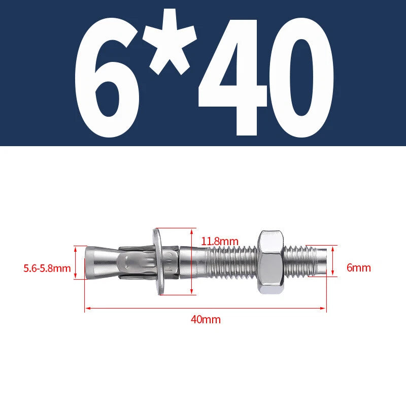 Through Bolts Wall Expansion Anchor Bolts A2 304 A4 316 Stainless Steel