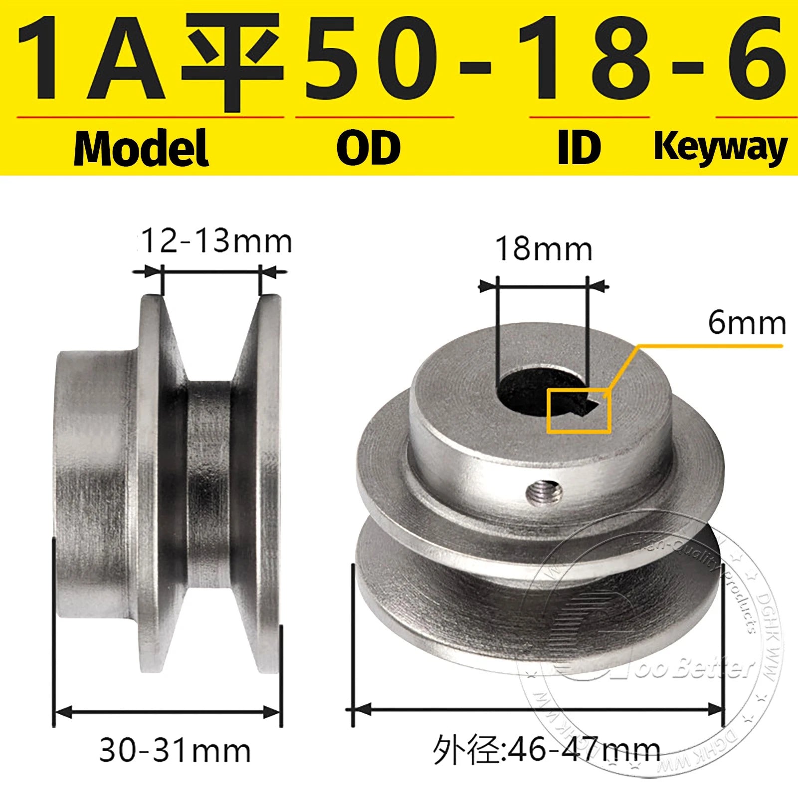Cast Iron Drive Pulley Single Groove 1A Flat For A/V Belt Pulley OD 50mm-130mm
