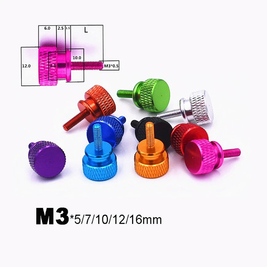 M3*5/7/10/12/16mm Aluminium Anodised Knurled Thumb Screws Hand Grip Knob Bolt