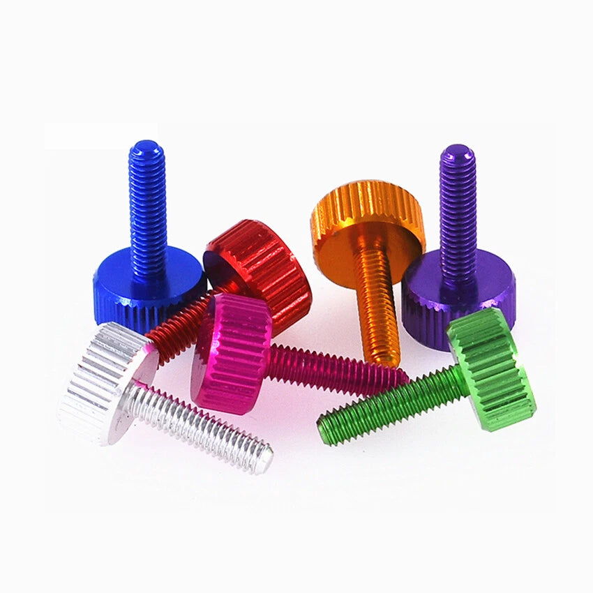 Aluminium Alloy Knurled Thumb Screws M4x8/10/12mm Hand Grip Knob Bolts Colourful