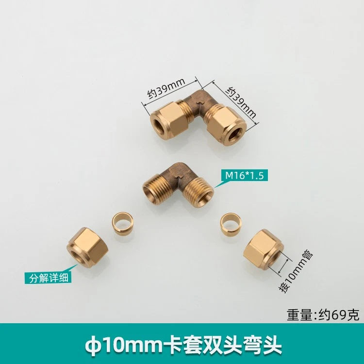 Brass Compression 90° Elbow Fitting — Double Ferrule Connector for Copper Tube