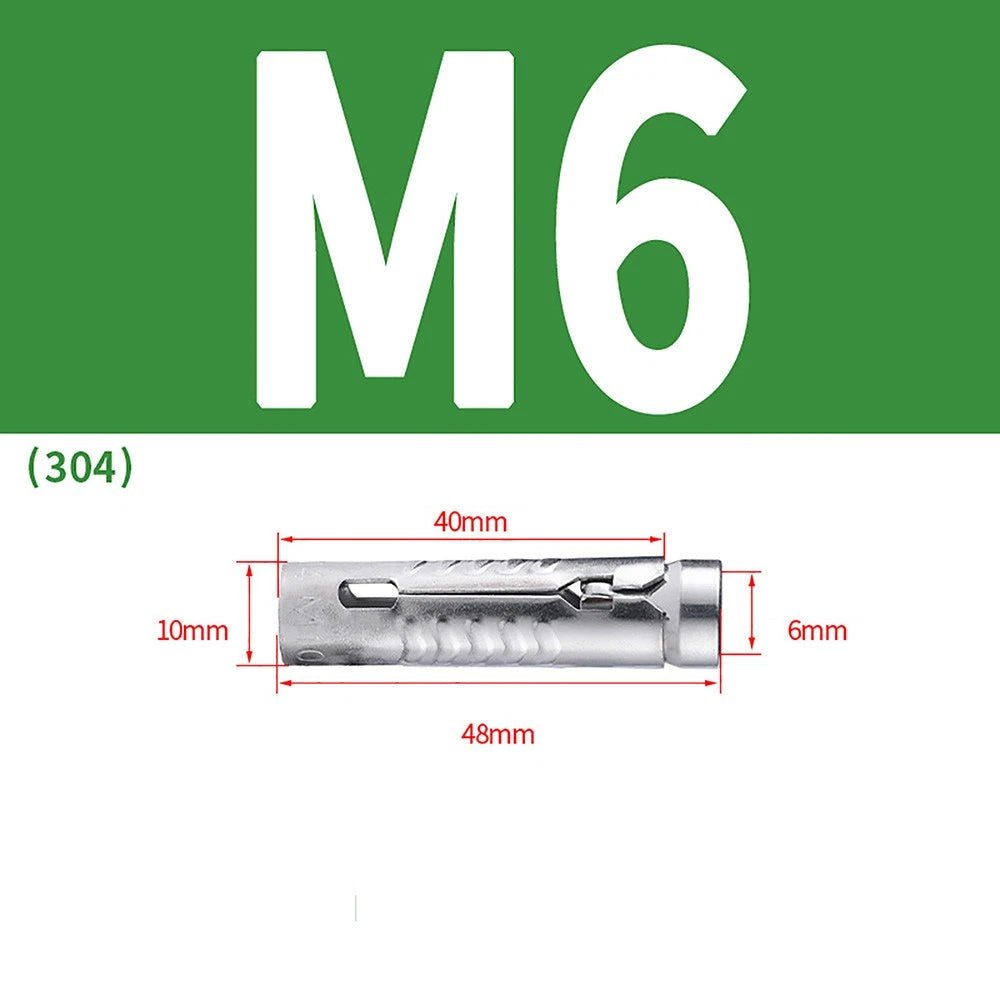 Stainless Steel Expansion Tube Bolts M6 M8 M10 M12 | 201 & 304 | 48mm–63mm - HomeDIYer