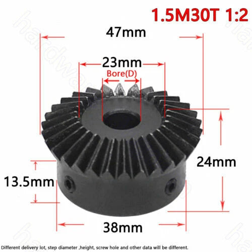Mod 1/1.5/2 Bevel Gear 15T-30T Bore 5 6 6.35 8 10 12 - 16 mm 90° 1:1 1:2 Using