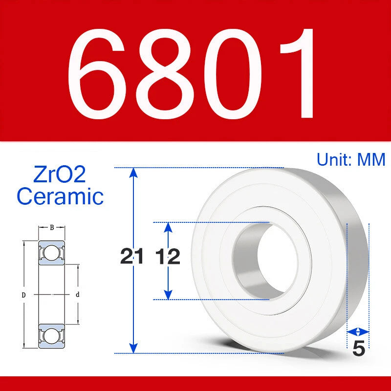 ZrO2 Ceramic Deep Groove Ball Bearing Double Shield 2RS Zirconia Roller Bearings