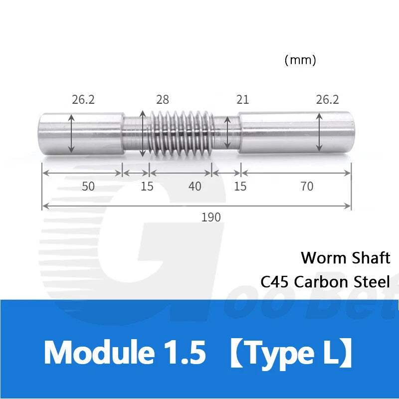 Module 1.5 Steel Worm Shaft, Brass Worm Gear Wheel 20/25/30/40 Tooth, Precision