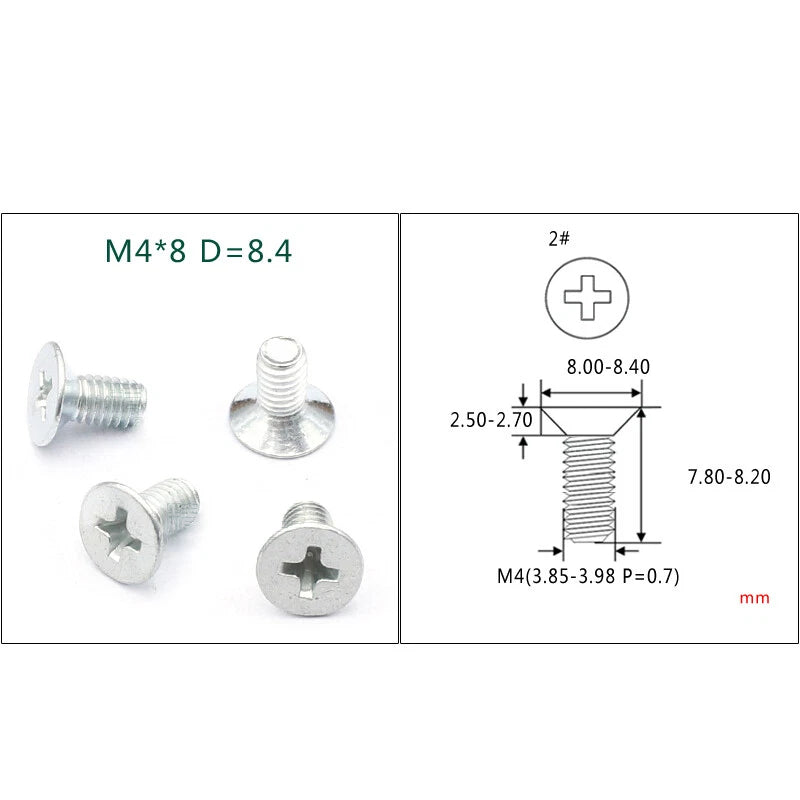 M4 M5 M6 Phillips Countersunk Screws – Zinc Plated Carbon Steel, 6–24mm Lengths (Bulk Pack)