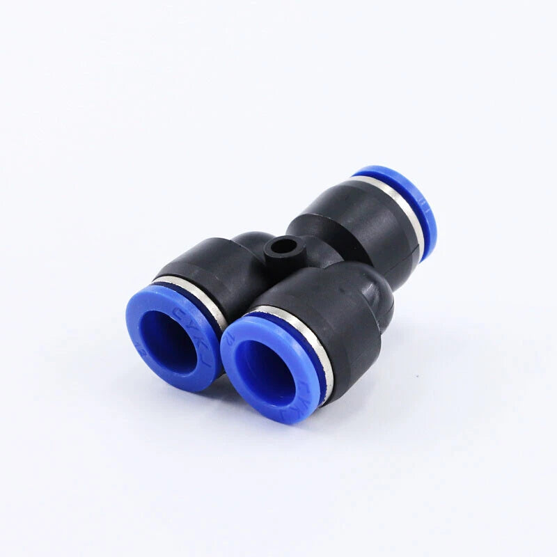 Pneumatic Y Splitter 3-Way Air Hose Fitting — Push-to-Connect, 4mm to 16mm