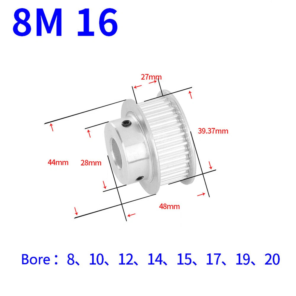 HTD-8M 12-60T Timing Belt Pulleys Pitch 8mm BF-type Synchronous Wheel Width 27mm
