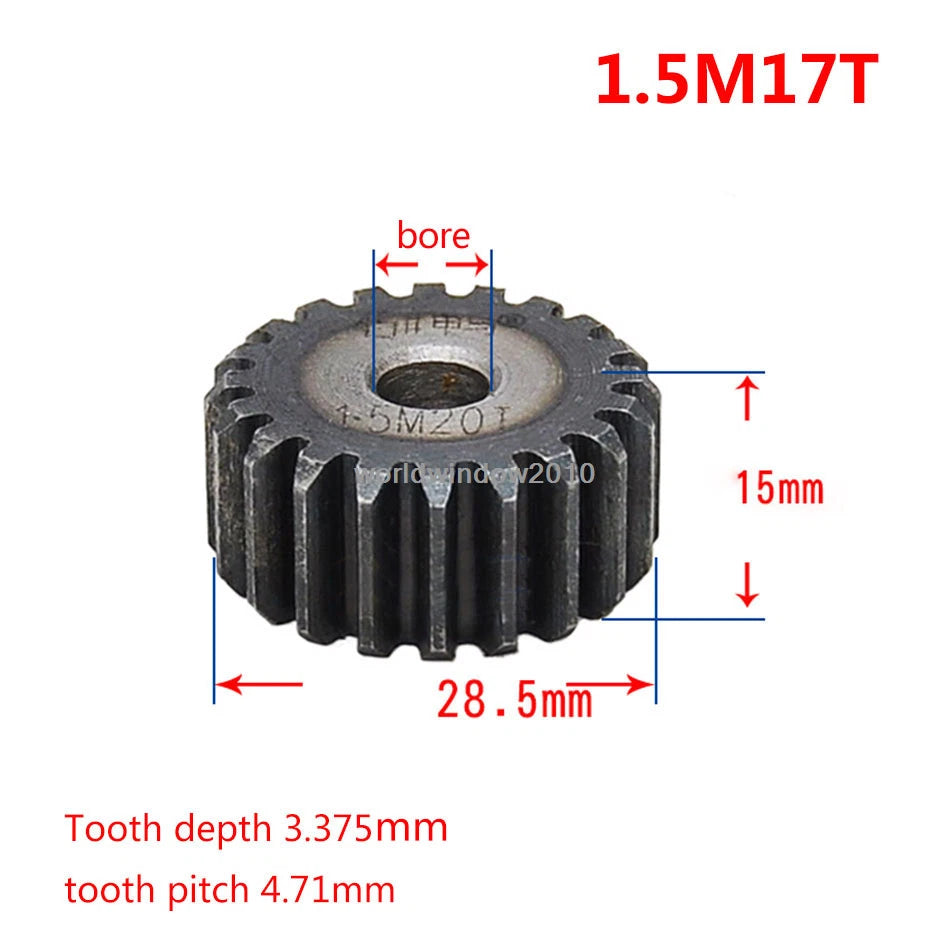 45# Steel Spur Gear 1.5M12T-60T Metal Mod 1.5 Pinion Gear 12-60 Tooth Moter Gear