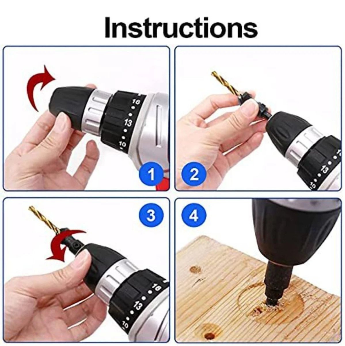 5Pcs HSS Countersink Drill Bit Set – 1/4" Hex Shank, Self - Centering Pilot Holes for Wood & Plastic (5 6 8 10 12 14) - HomeDIYer