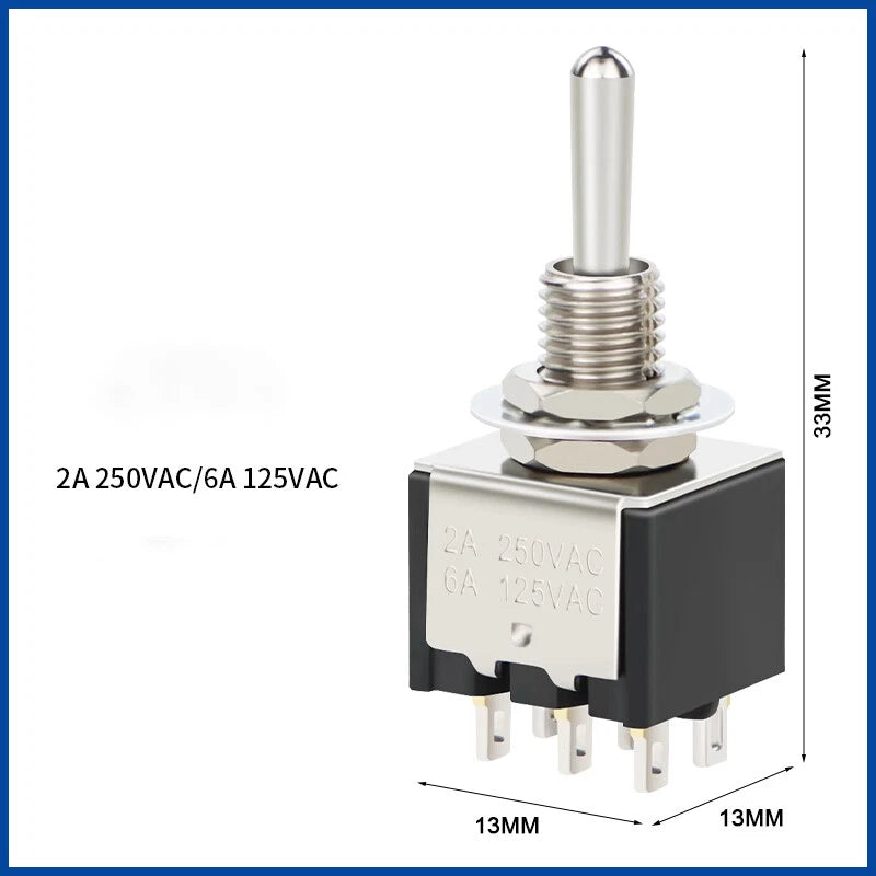 Toggle Switch 3/6 Pin, 2/3 Position, 120/250VAC — Car, Boat & Marine Panel