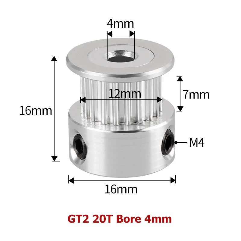 2GT 16T-40T Timing Belt Pulley Synchronous Aluminium 3D Printer Extruder Gear