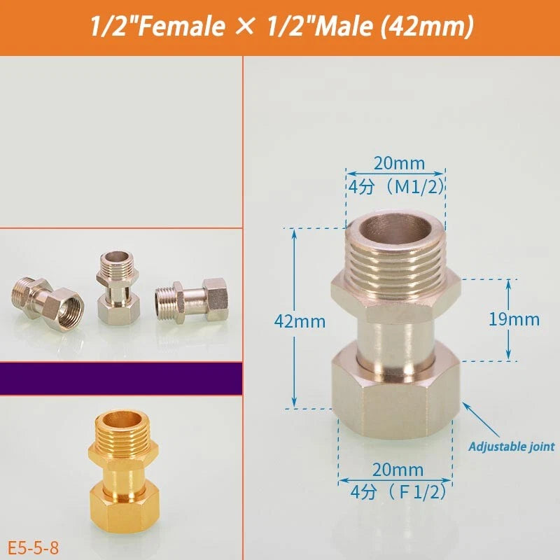 Brass BSP Extension Pipe Fitting — 1/2" & 3/4" Female/Male Thread Connector Adapter