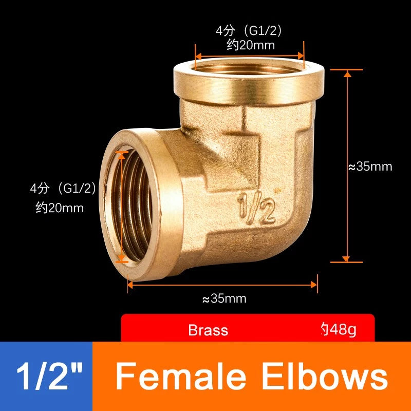 Brass Threaded Pipe Fittings 1/2" & 3/4" — Tee, Elbow, Joint, Cross, Cap & More