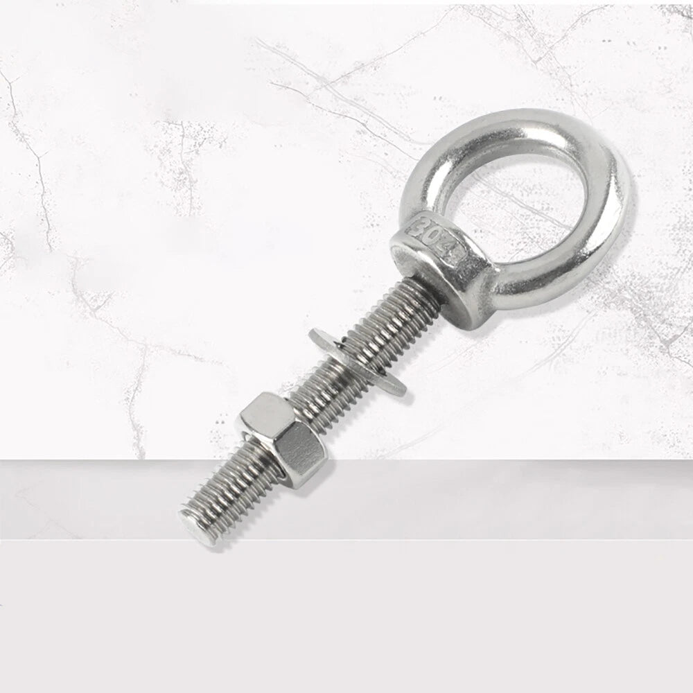Stainless Steel Eye Bolts with Nuts & Washers — A2 304 Longshank Metric M3–M20 - HomeDIYer