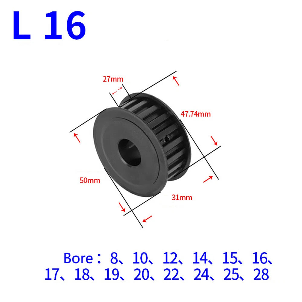 L-type 10T-30T Timing Belt Pulley Pitch 9.525mm With Keyway 45# Steel Width 27mm