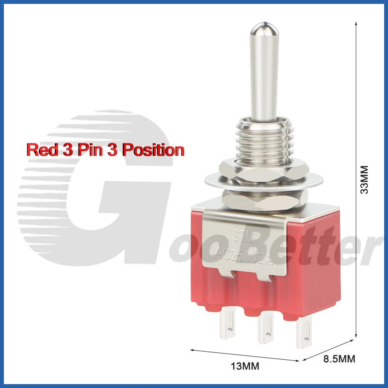 DPDT Mini Toggle Switch – 2 or 3 Position, 6-Pin, 125V/250V | Boat, Car & DIY