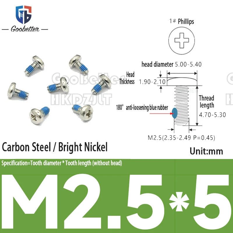 Round Head Machine Screws M2 M2.5 M2.6 | Carbon Steel & Stainless | 100–500 PCS - HomeDIYer