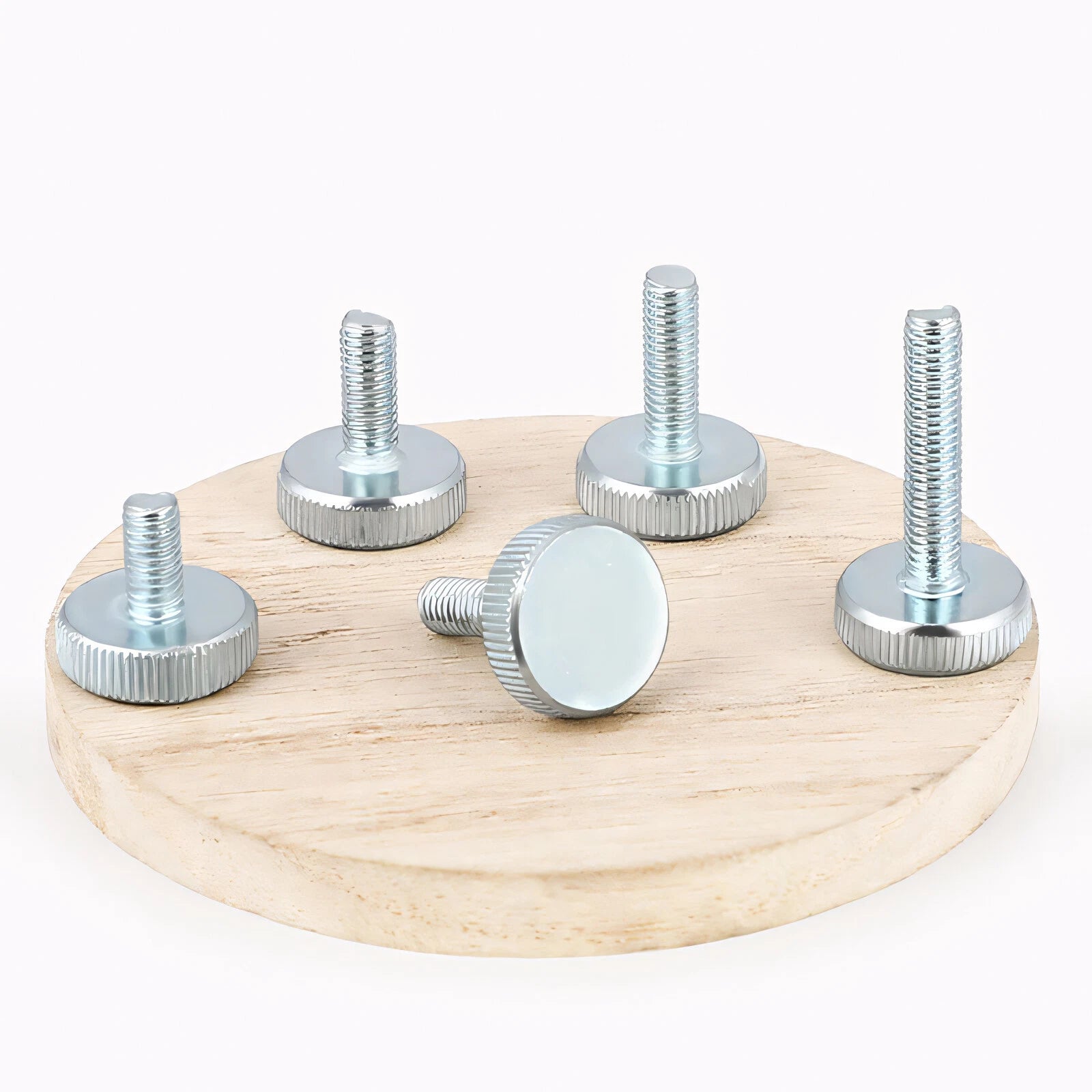 Knurled Thumb Screws with Large Flat Head — A2 Stainless Steel & Galvanized, M3 to M10