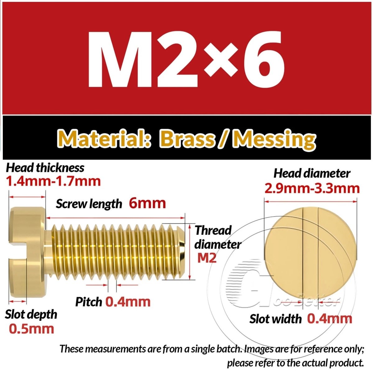 Brass Slotted Pan Head Machine Screws — M2 to M10, Multiple Lengths - HomeDIYer