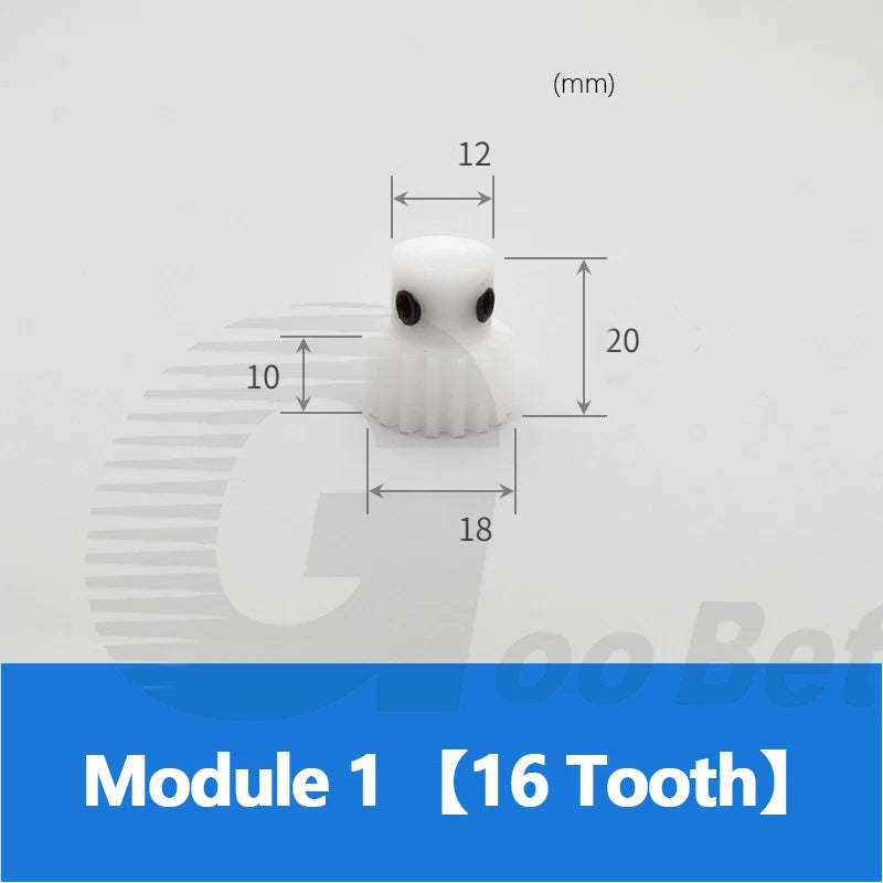 Module 1 Spur Gear POM Plastic 15-40 Tooth with Hub Bore 4-16mm Precision White