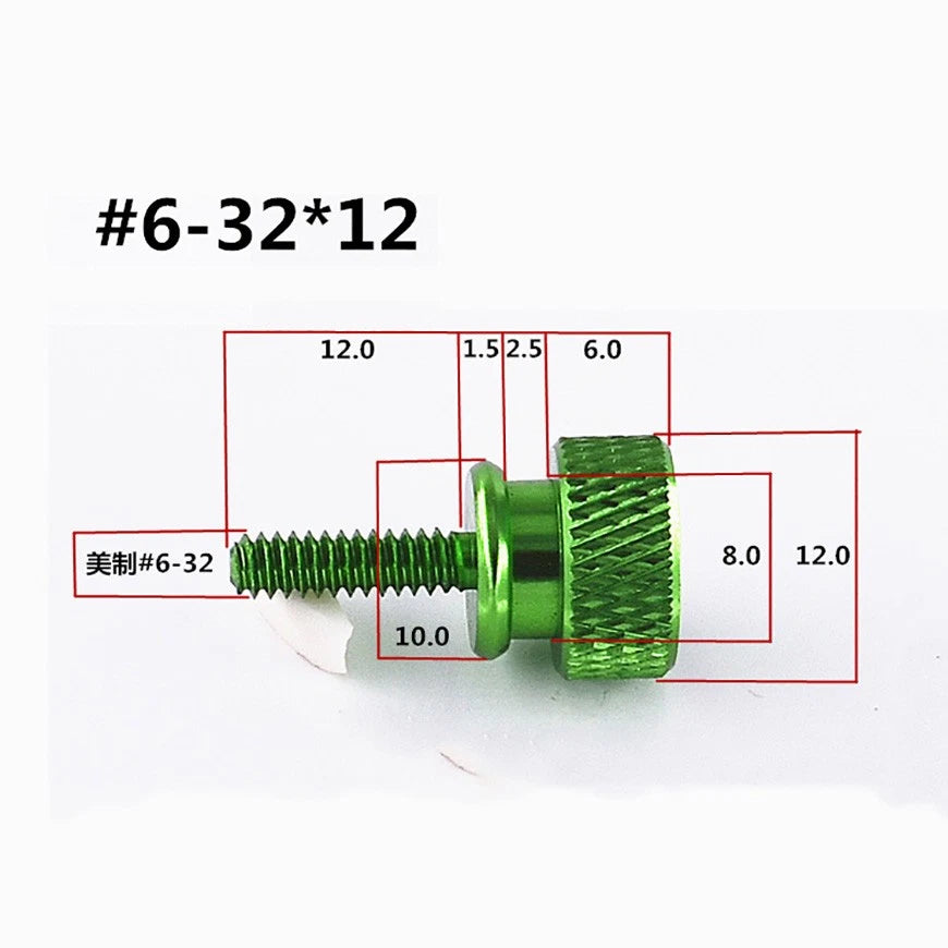 UNC #6-32 Aluminium Anodised Knurled Thumb Screws — 12mm & 16mm, 10 Colors