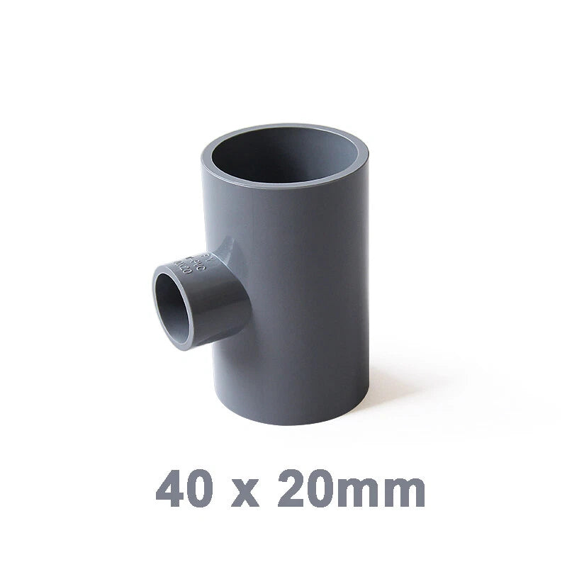 PVC Reducing Tee Pipe & Fittings Solvent Weld Pressure Adapter Connector Grey
