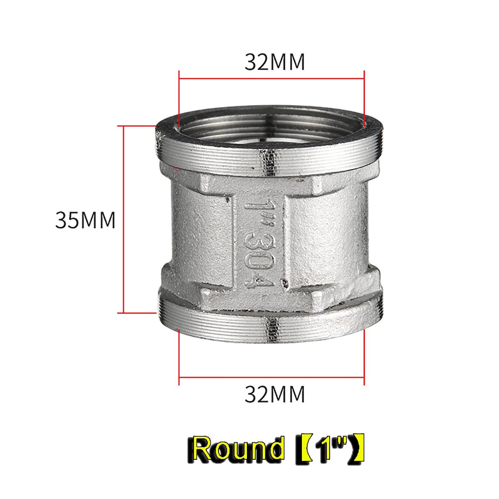 201 Stainless Steel Pipe Fittings — Female Socket Coupler Adapters (1/2", 3/4", 1")
