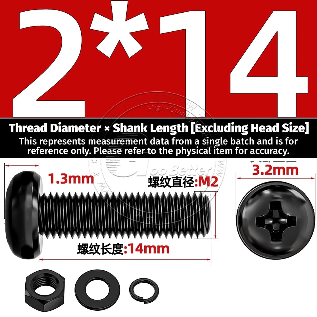 Black Phillips Pan Head Machine Screws with Washers — Metric M2 to M6 - HomeDIYer