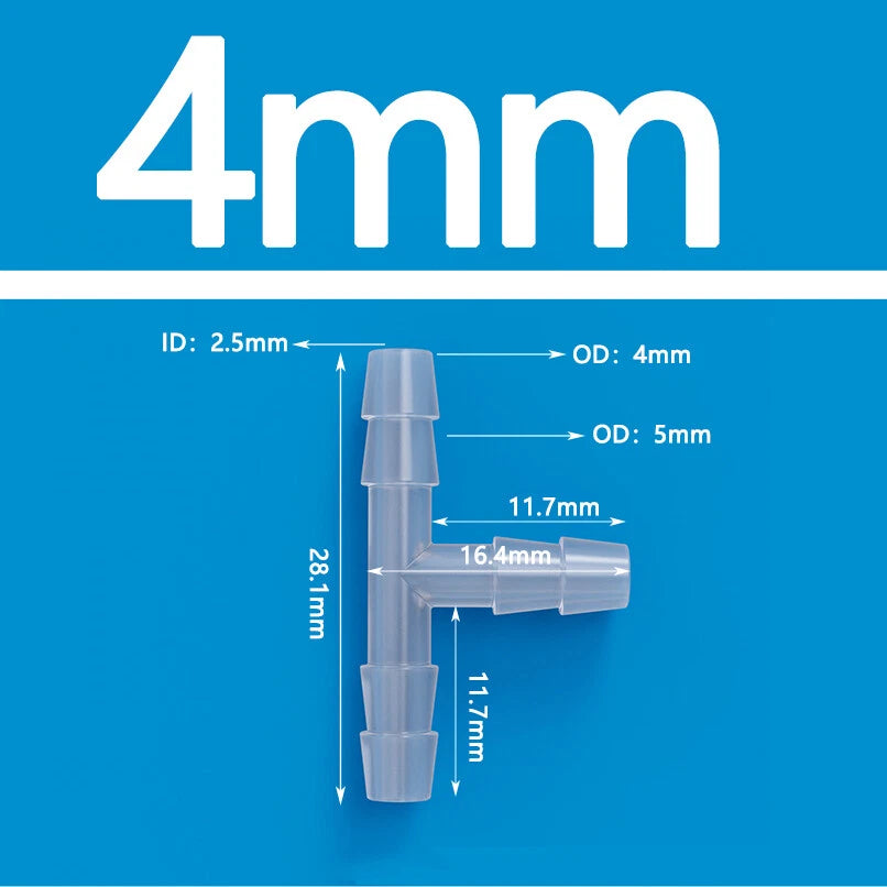 T-Type Three Way Plastic Barbed Hose Connector — Equal Tube Joiner Fitting