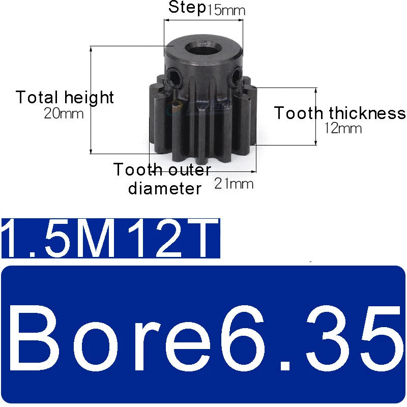 1.5Mod 45# Steel Spur Gears 10-150T Pinion Gear With Step Motor Gear Bore 5-25mm