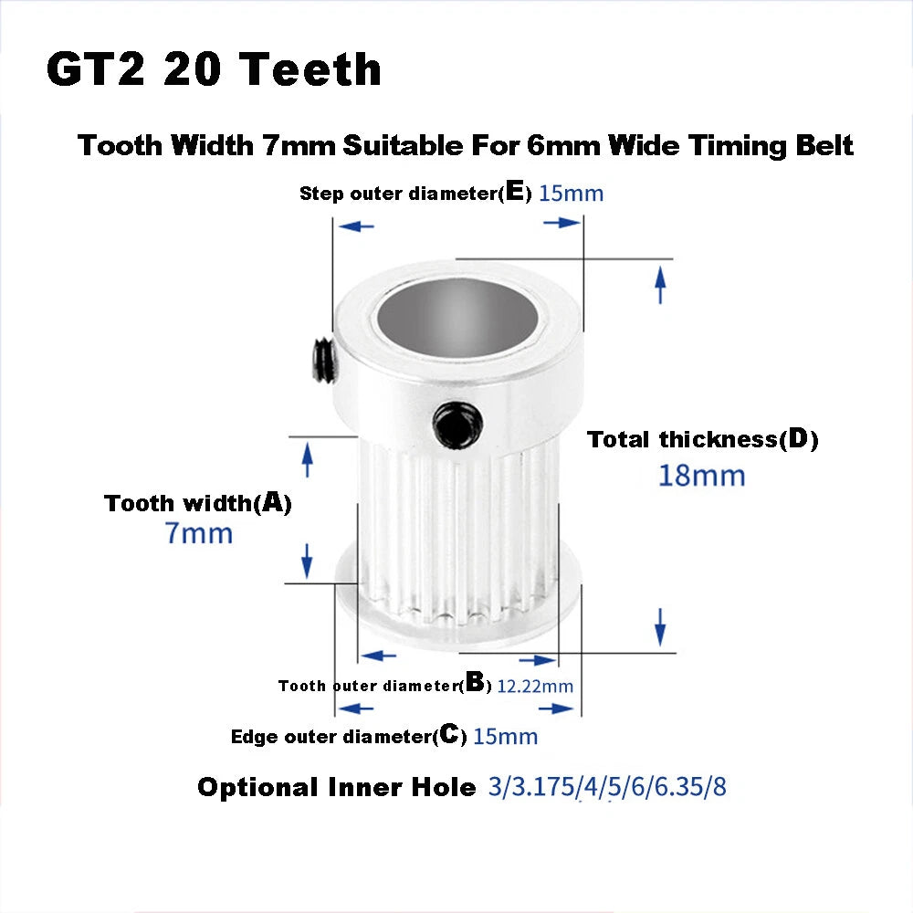 GT2 Idler Timing Drive Pulleys 14/15/16/18~26 Tooth,For 6mm Belt 3D Printer CNC