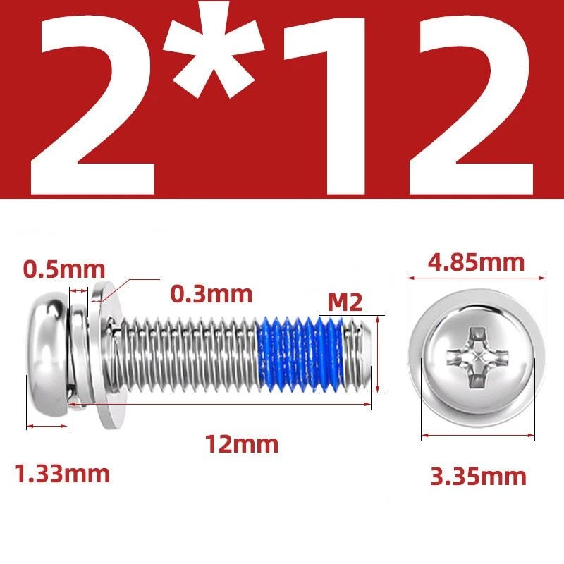 A2 Stainless Steel Phillips Pan Head Machine Screws with Flat & Spring Washers — M2 to M10 - HomeDIYer