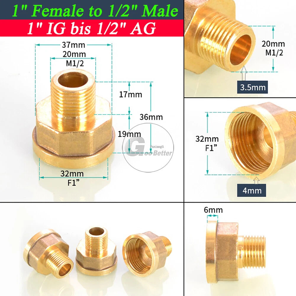 BSPT Reducing Adapter Fittings — Brass Female to Male, 1/8" to 2"