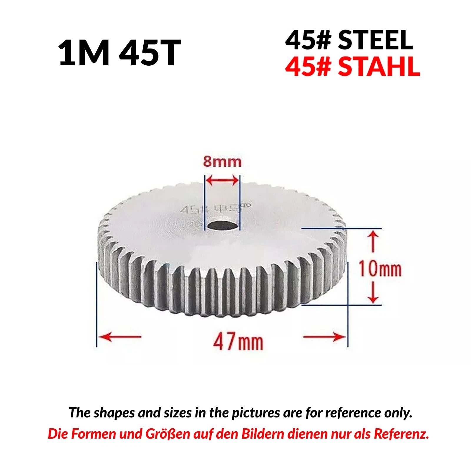 1/1.5/2 Mod 12T-150T Spur Gear 45# Steel Pinion Gear Thickn10-20mm Transmission