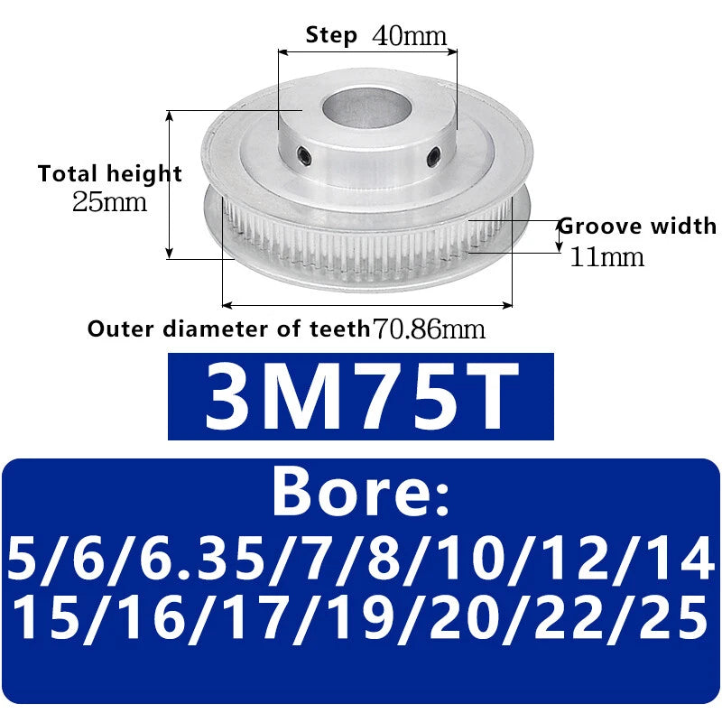 3M 20T~120T Synchronous Wheel Timing Belt Pulley With Step For 10 mm Width Belt
