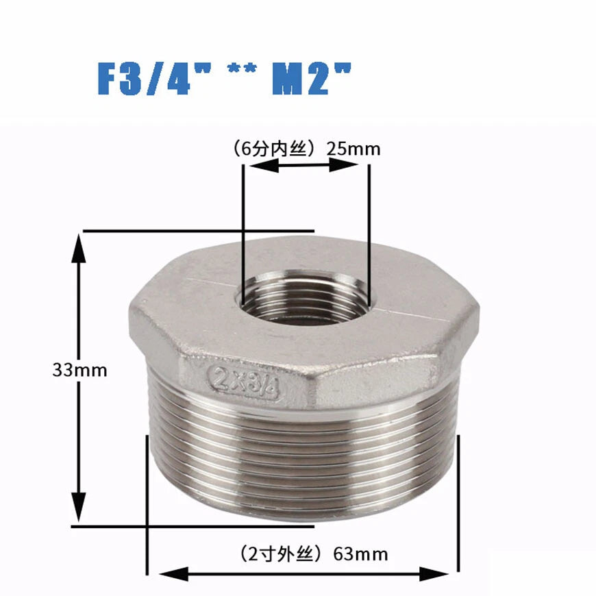BSP Male to Female Reducing Bush — Stainless Steel Pipe Fitting Adapter