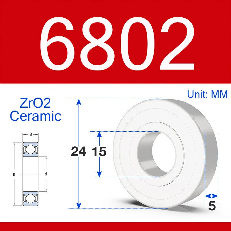 ZrO2 Ceramic Deep Groove Ball Bearing Double Shield 2RS Zirconia Roller Bearings