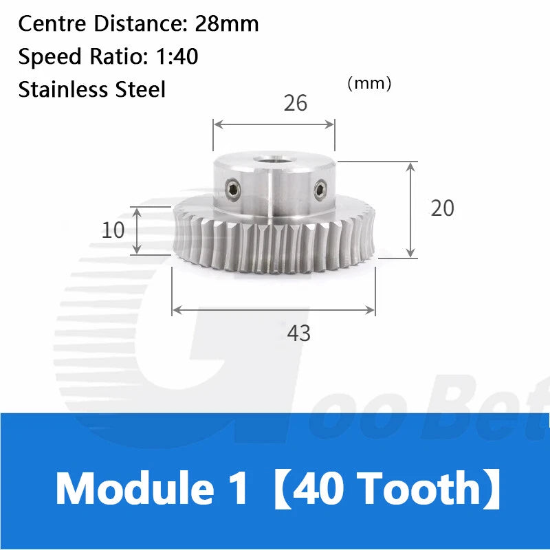 Module 1 Worm Shaft Worm Gear Wheel Stainless Steel 15 to 60 Tooth Precision 304