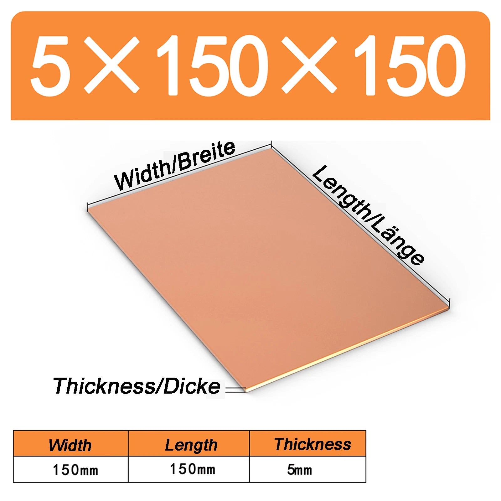 Natural Copper Sheet Metal guillotine cut - 0.3mm - 6.0mm - Multiple