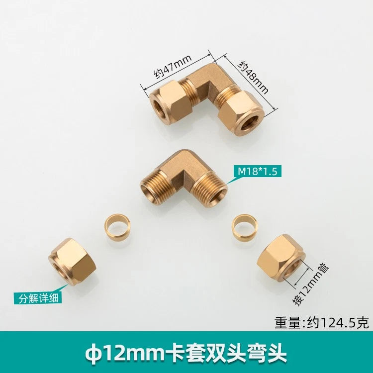 Brass Compression 90° Elbow Fitting — Double Ferrule Connector for Copper Tube
